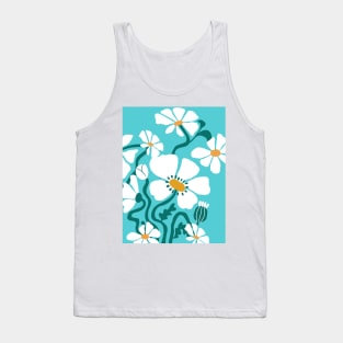 Flores Abstractas en fondo azul Tank Top